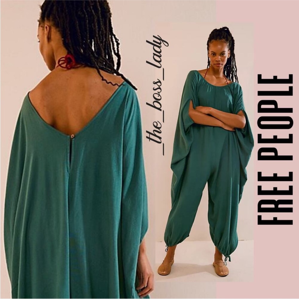 Free People Teal Ankle Jumpsuit